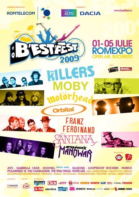 bestfest 2009: the killers, moby, motorhead, orbital, franz ferdinand, santana, manowar, patrice & others - proposal