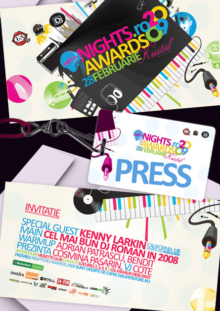 nights awards 2009 - invitatios & press badge
