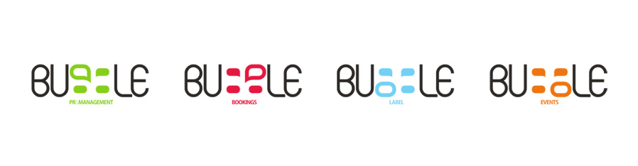 bubble logo variations (PR management, bookings, label and events agency)