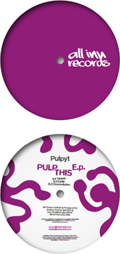 all inn records 004 release - pulpyt - pulp this ep - vinyl label design