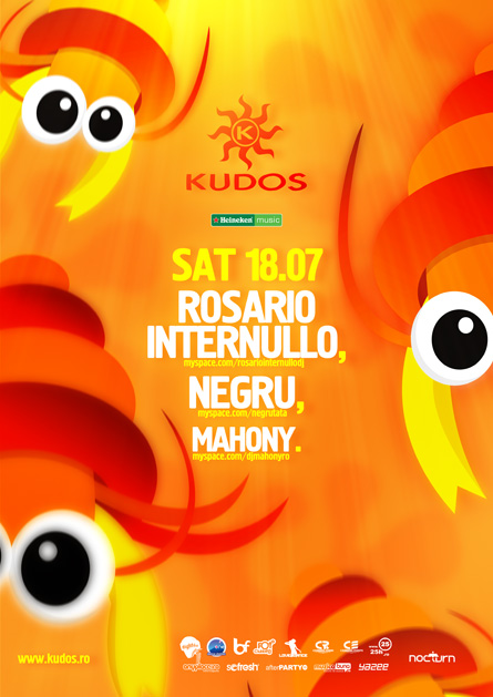 kudos beach flyer -18 iulie - rosario internullo, negru, mahony