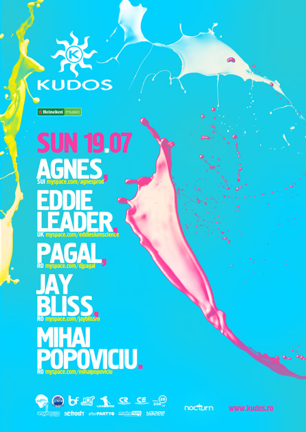 kudos beach flyer - 19 iulie - agnes, eddie leader, pagal, jay bliss, mihai popoviciu