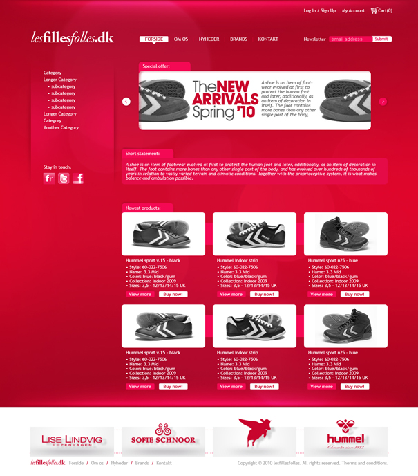 Les Filles Folles website layout