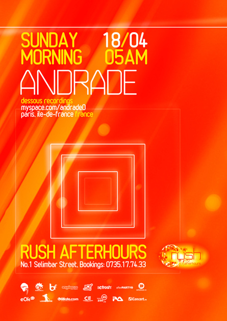 rush afterhours - andrade flyer, poster