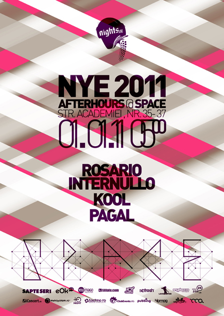 nye 2011 - afterhours - club space - rosario internullo, kool, pagal - poster, flyer