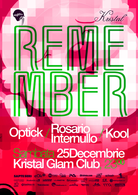 remember - kristal glam club - optick, kool, rosario internullo - flyer proposal