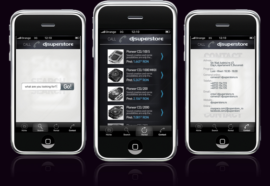 djsuperstore iphone application interface design