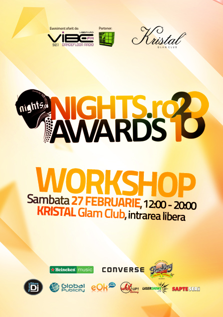 nigts.ro awards 2010 - workshop event artwork, poster and flyer - kristal glam club
