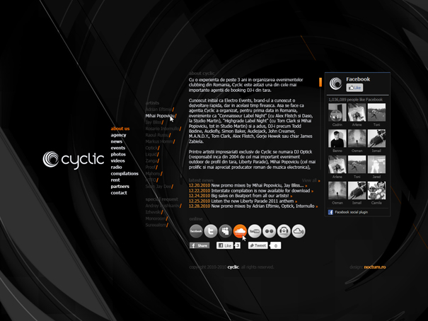 cyclic - dj booking agency - website design, layout, cms