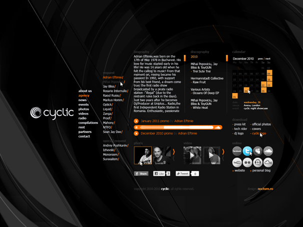 cyclic - dj booking agency - website design, layout, cms