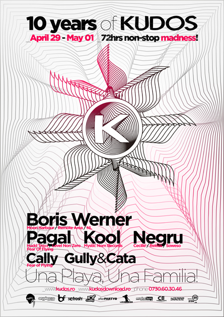 Kudos Beach - Boris Werner, Guy J, Pagal, Kool, Negru - creative, colorful, flyers and posters design