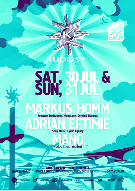Kudos Beach - Markus Homm, Adrian Eftimie, Mano - creative, colorful, flyers and posters graphic design